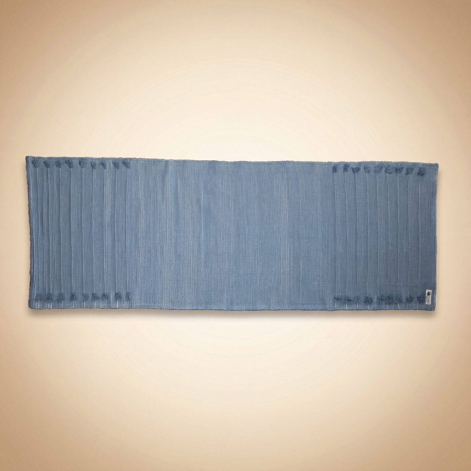Vishu Blue handloomed organic cotton yoga rug dyed with Ayurvedic herbs